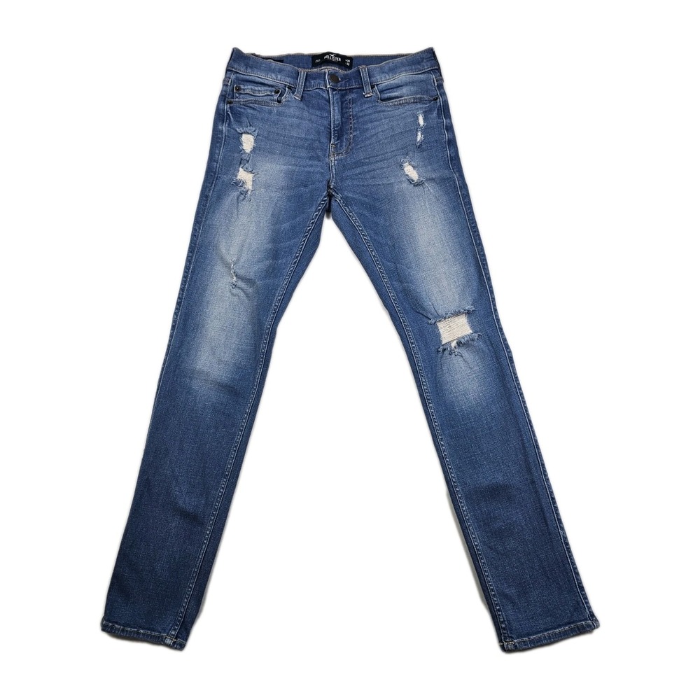 Hollister Advanced Stretch Skinny Distressed Mens 29x32 Denim Blue Jeans Pants